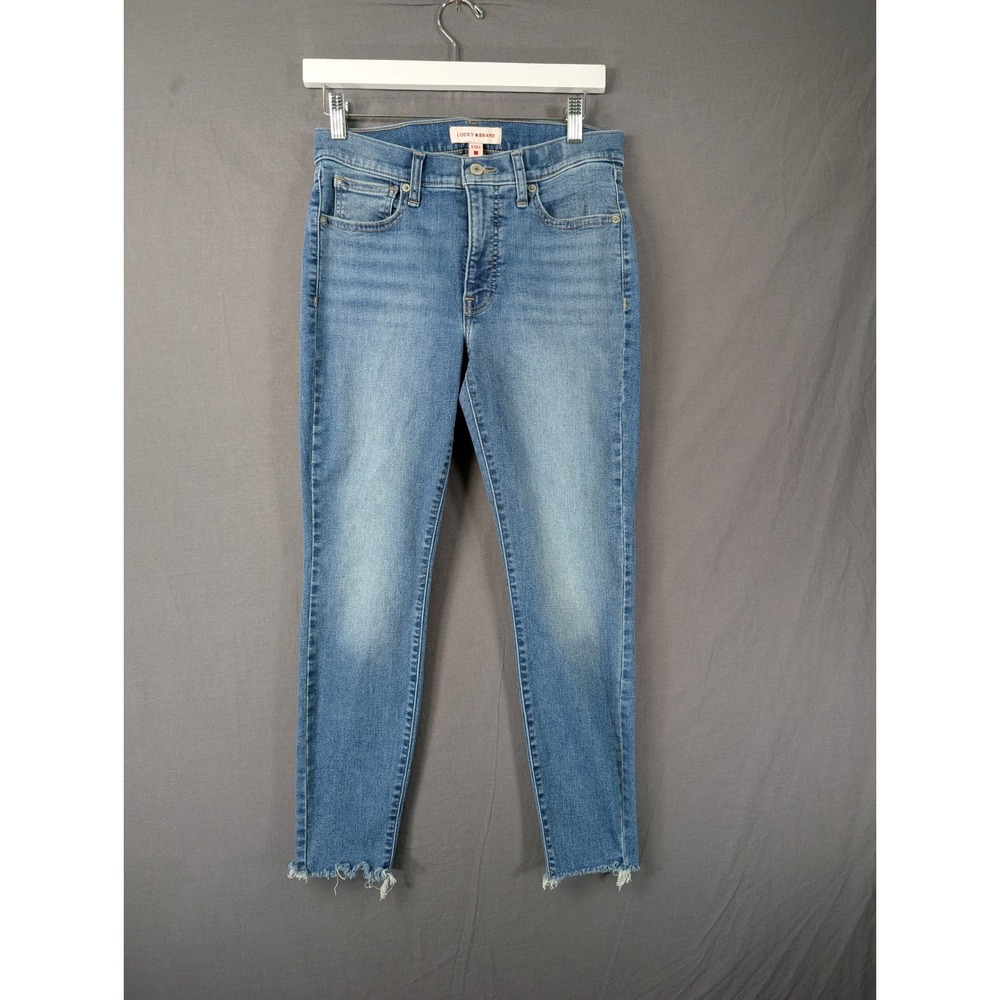 Lucky Brand Ava Skinny Jeans Blue Raw‎ Hem Womens Size 6/28 A Medium Wash Denim